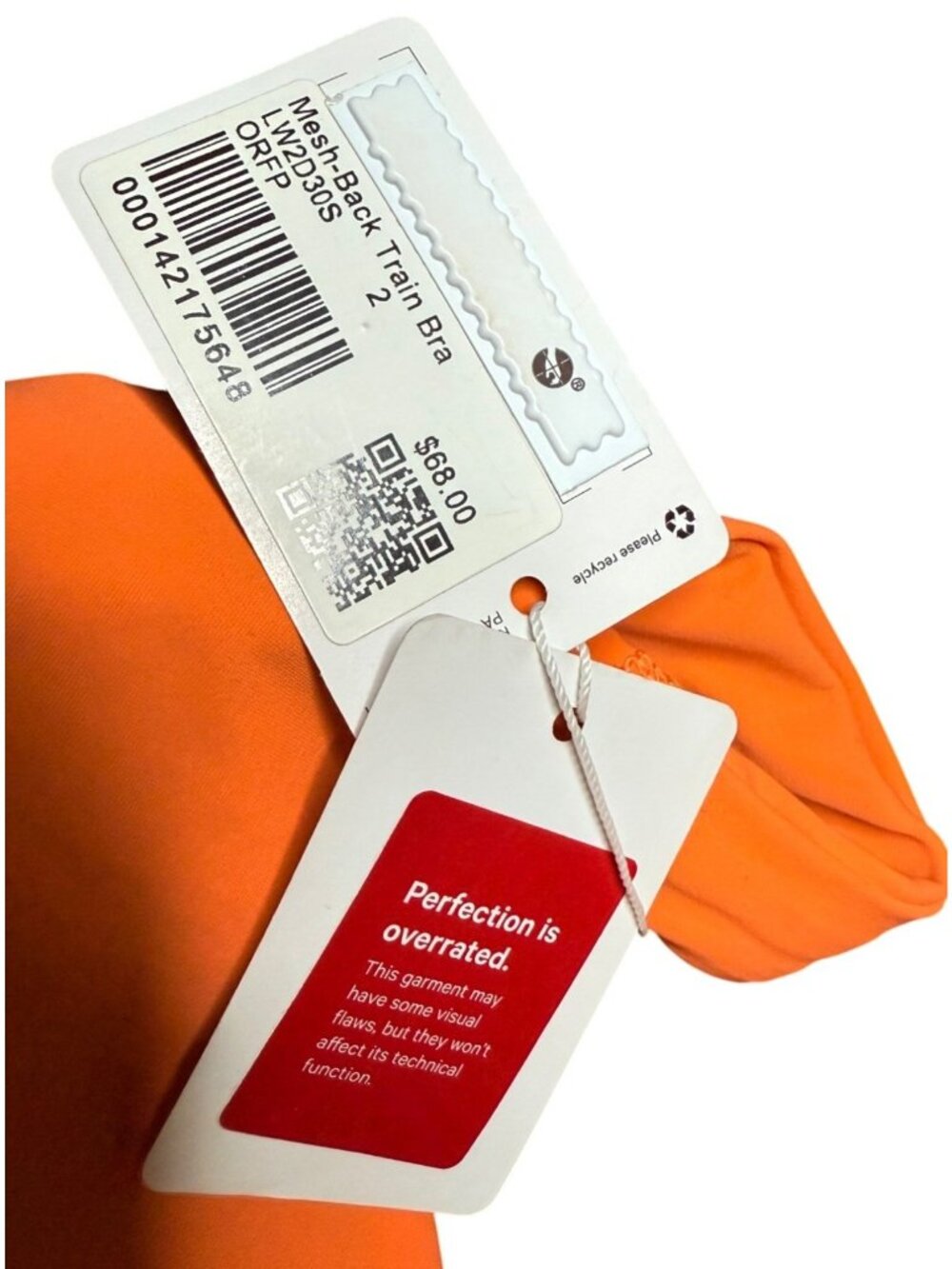 Lululemon Mesh-Back Train Bra Size 2 Medium Support, A/B Cup W2D30S Orange Frapp - Picture 4 of 13